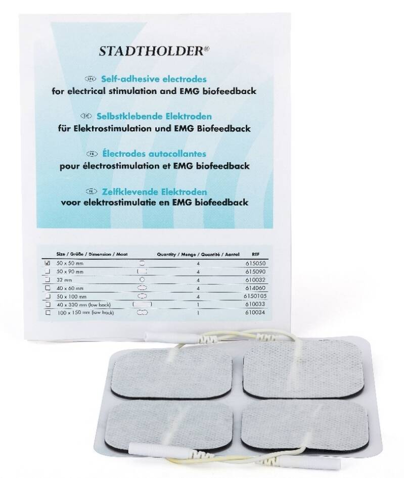 [24102] KLEEFELEKTRODEN SET VAN 4 STUKS 5 x 5 CM (Kabelaansluiting)